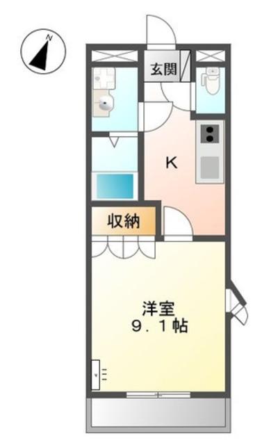 リュウズ八幡(1K/2階)の間取り写真