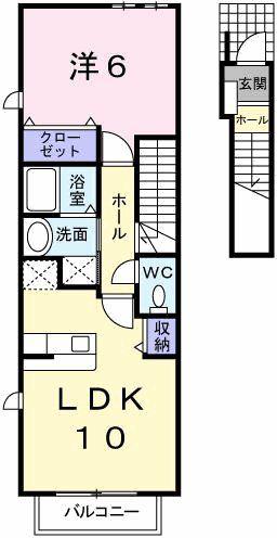 ラフレシールメゾン(1LDK/2階)の間取り写真
