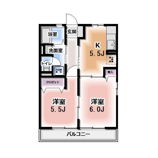 クレセールメゾンA(2K/2階)の間取り写真