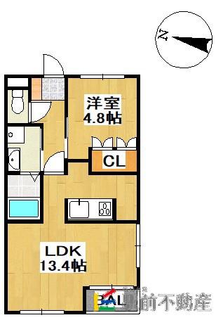 ABBEY ROAD II(1LDK/2階)の間取り写真