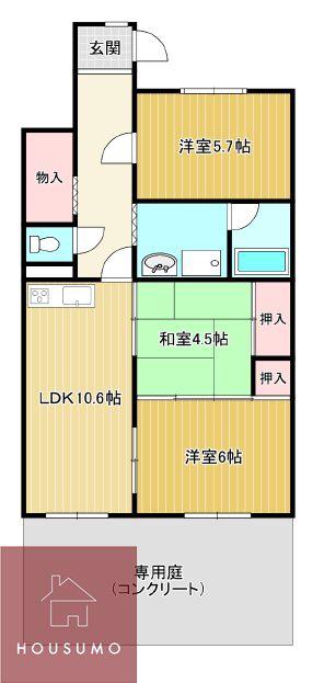 レジデンス吉川2号棟(3LDK/1階)の間取り写真