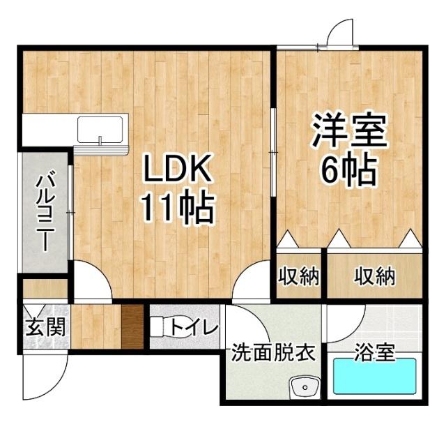 はまなすI(1LDK/1階)の間取り写真