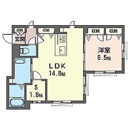 ショコラブラウン エヌ ケー(1SLDK/1階)の間取り写真
