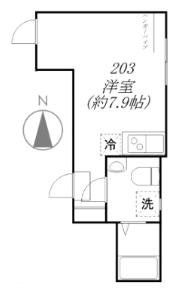 エスペランサ大山(ワンルーム/2階)の間取り写真