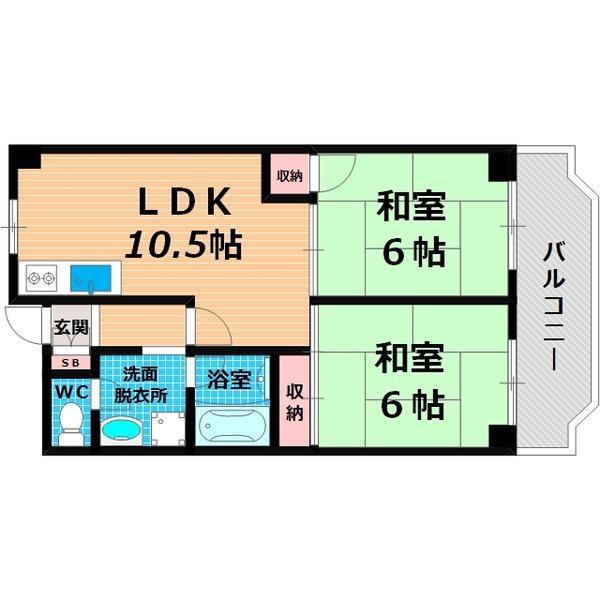 日宝ライフ放出西(2LDK/8階)の間取り写真