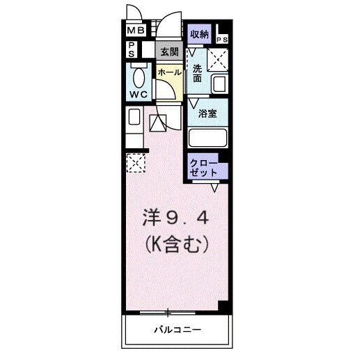 エクセレント・ヴィラ(ワンルーム/1階)の間取り写真
