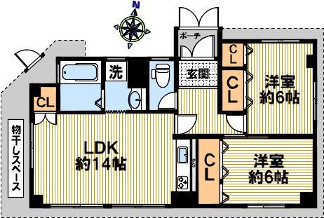 ソフィアコート住吉(2LDK/1階)の間取り写真