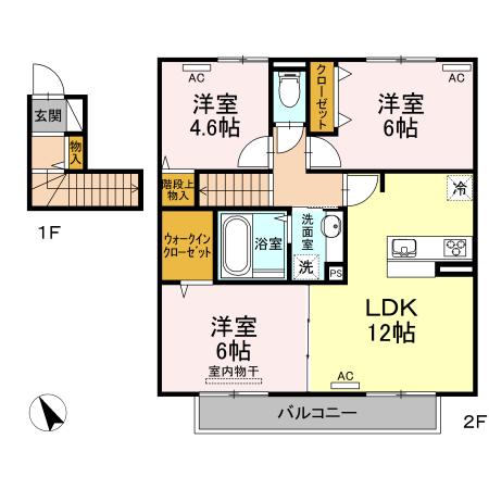 D-ROOM十連寺弐番館(3LDK/2階)の間取り写真