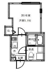 ZENITH 平井(1K/2階)の間取り写真
