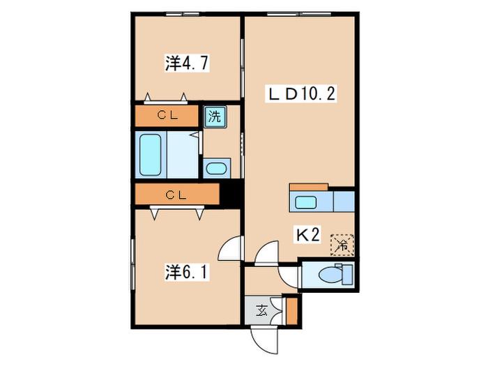 プレシェルト澄川(2LDK/2階)の間取り写真