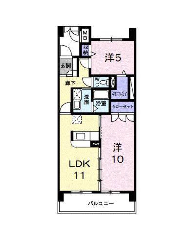 エクセレント・ヴィラ(2LDK/5階)の間取り写真