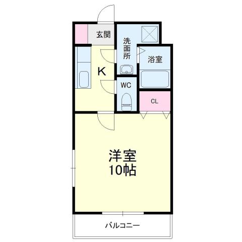 プレジールII(1K/3階)の間取り写真