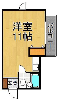 アイビーコート1(ワンルーム/2階)の間取り写真