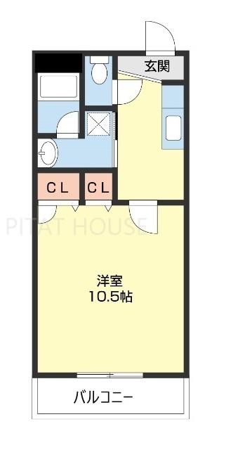 Mトゥルケーゼ(1K/2階)の間取り写真