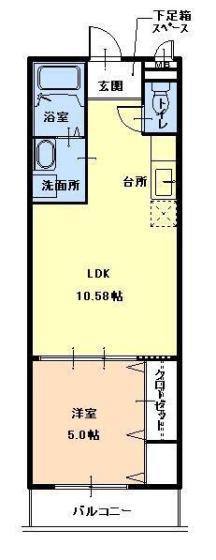 フジパレス高松西(1LDK/2階)の間取り写真