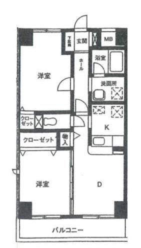 グレースコート妙典(2DK/6階)の間取り写真