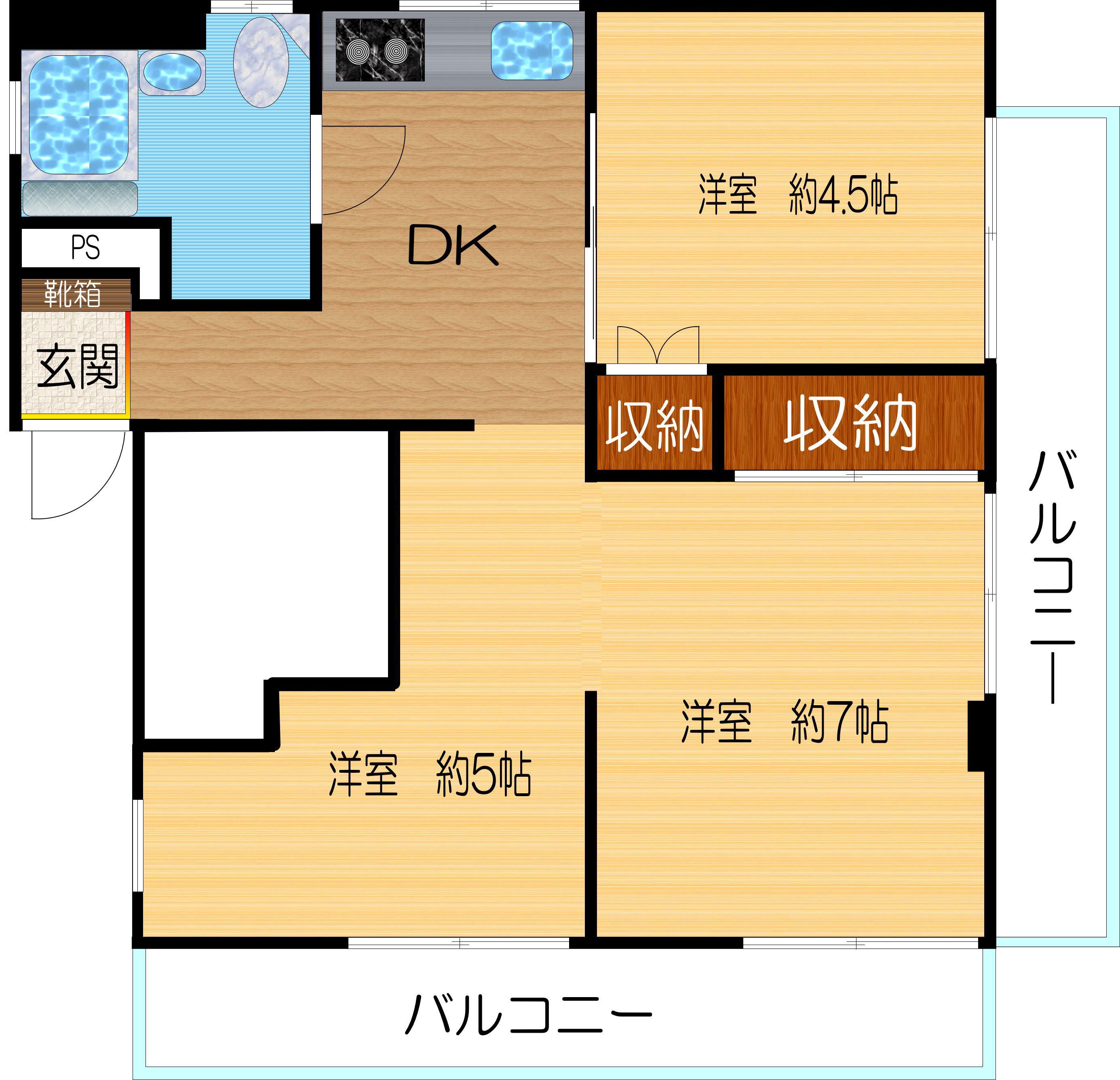 スターライトマンション(3DK/6階)の間取り写真