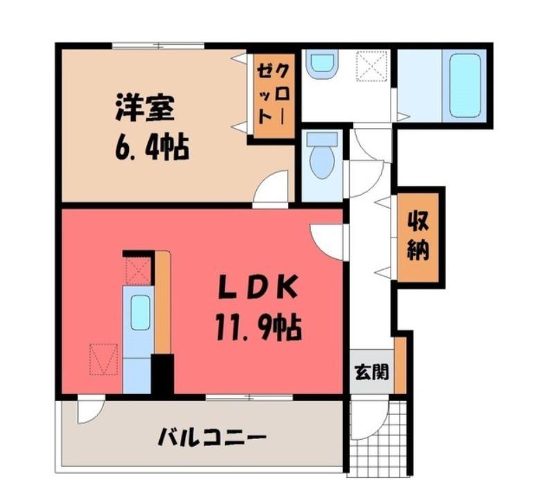 カーサ セレノA(1LDK/1階)の間取り写真