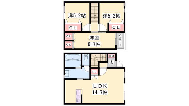 マハロ南山II(3LDK/1階)の間取り写真