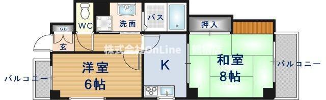 KSCOURT真法院(2DK/4階)の間取り写真