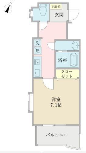 ハイマート高砂(1K/6階)の間取り写真