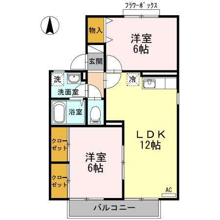 セジュール中央(2LDK/2階)の間取り写真