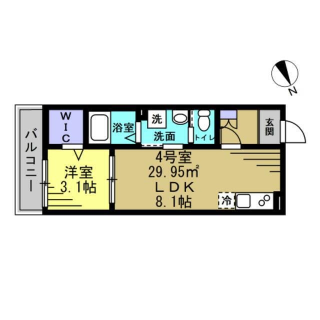 ASJ南流山(1LDK/1階)の間取り写真