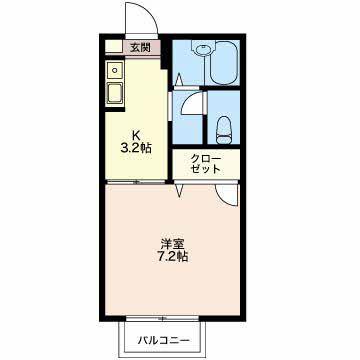 セゾンプレミール A棟(1K/2階)の間取り写真