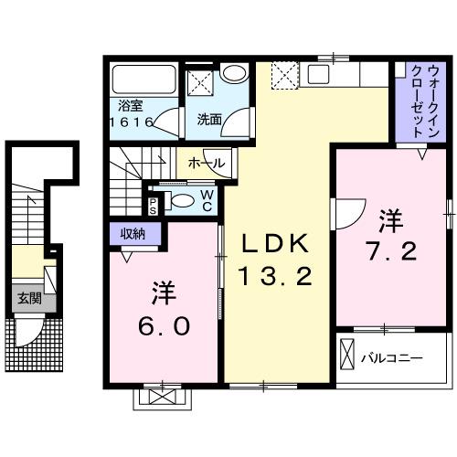 リバーサイド ヴィレッジ(2LDK/2階)の間取り写真
