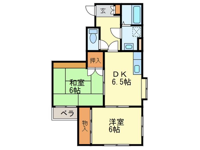 ハピネス高宮(2DK/1階)の間取り写真