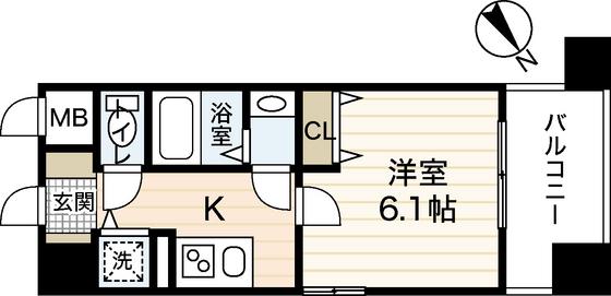 ジェイシティミライエ大手町(1K/8階)の間取り写真