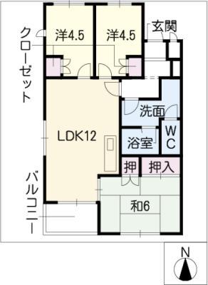 サーディアム本山(3LDK/2階)の間取り写真