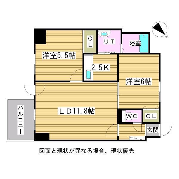 グレイスコート菊水(2LDK/10階)の間取り写真