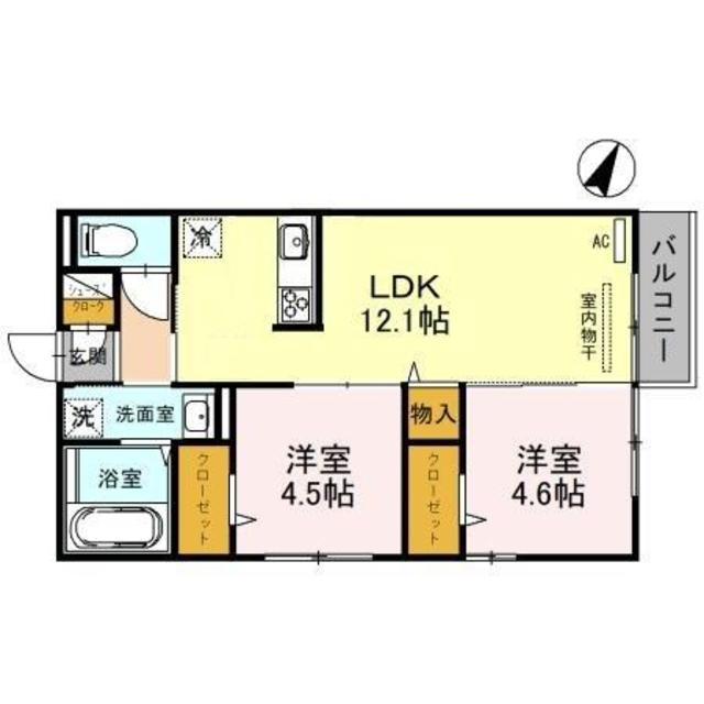 D-ROOMエスポワール(2LDK/1階)の間取り写真