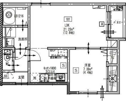 DELICA大江(1LDK/1階)の間取り写真