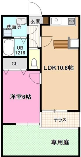 エミネンスオタイII(1LDK/1階)の間取り写真