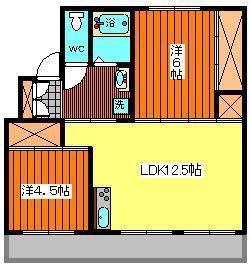 フォルクロール河辺 002号棟(2LDK/3階)の間取り写真