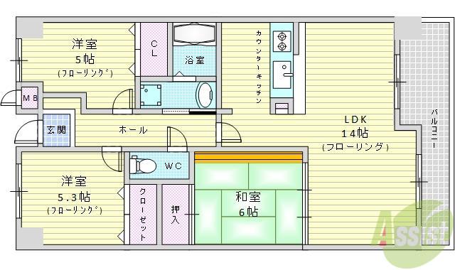 アビタシオン橋本2(3LDK/2階)の間取り写真