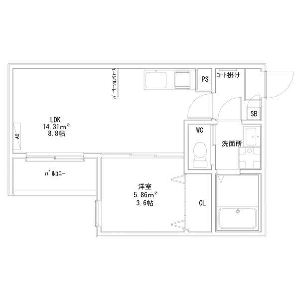 CALM中村日赤(1LDK/2階)の間取り写真