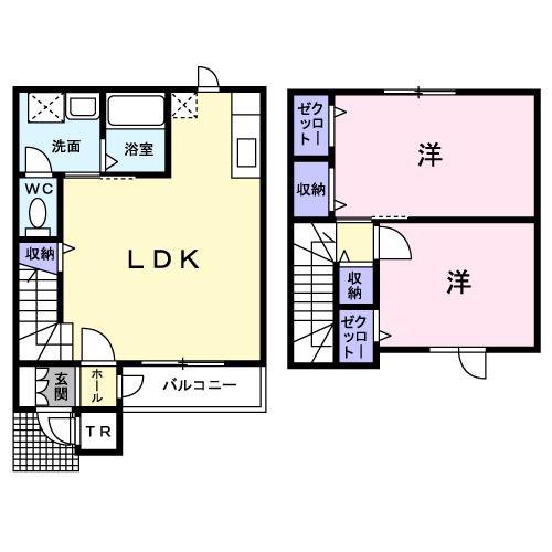 バレンタインB(2LDK/1階)の間取り写真