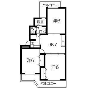 シエラ光が丘 A棟(3DK/2階)の間取り写真