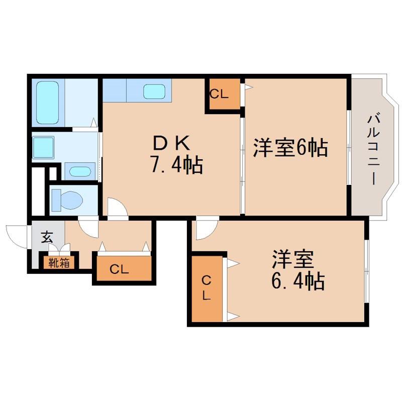 ソレイユ(2DK/1階)の間取り写真