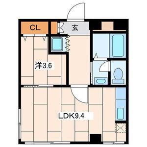 新八ビル3号棟(1LDK/5階)の間取り写真
