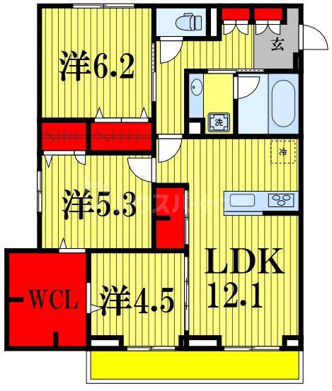 アミティエY(3LDK/2階)の間取り写真