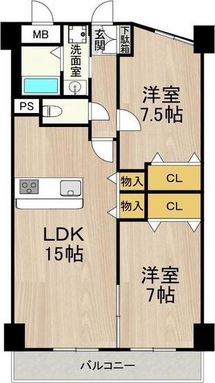 インプルーブ金山(2LDK/9階)の間取り写真