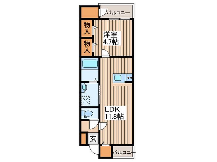JOE COURT(1LDK/1階)の間取り写真