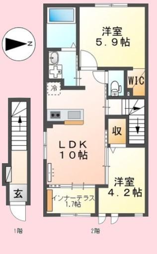 シエル エトワール(2LDK/2階)の間取り写真
