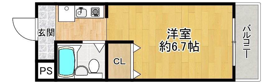 ハーマンション2(1K/2階)の間取り写真