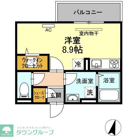D-ROOM別府(ワンルーム/1階)の間取り写真