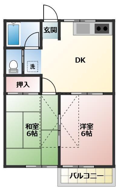 ファミール大岩(2DK/2階)の間取り写真